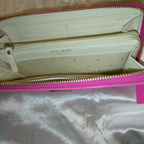 Kate Spade Pink Saffiano Leather Laser Cut Wallet - Picture 4 of 7